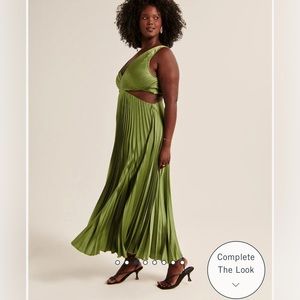 Abercrombie Satin Pleated Midi Cutout Dress